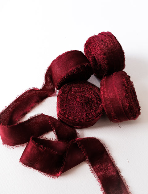 Nastro collezione Vintage 10 metri - Velluto di seta vegan Bordeaux