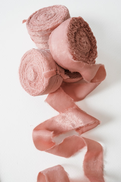 Nastro collezione Vintage 10 metri - Velluto di seta vegan Rosa Bocciolo