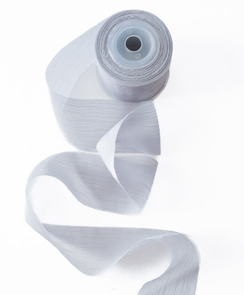 Heritage collection ribbon 10 meters - Vegan silk chiffon wrap Powder blue