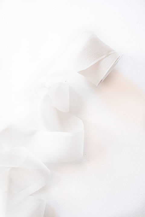 Heritage collection ribbon 10 meters - Ivory vegan silk chiffon wrap
