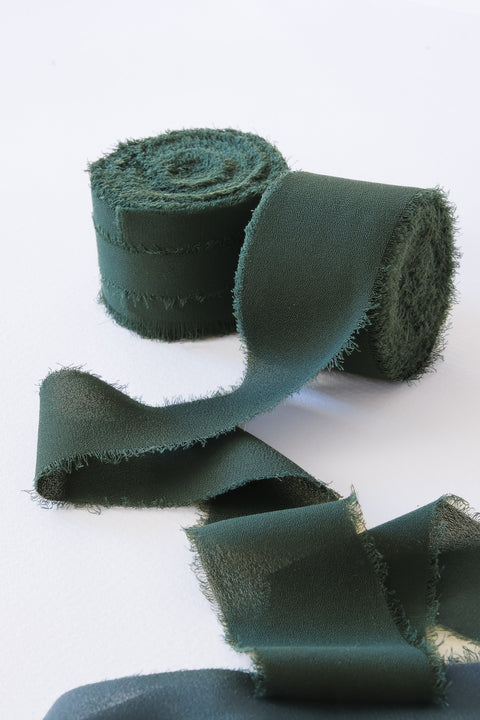Couture collection ribbon 10 meters - Fir green vegan silk