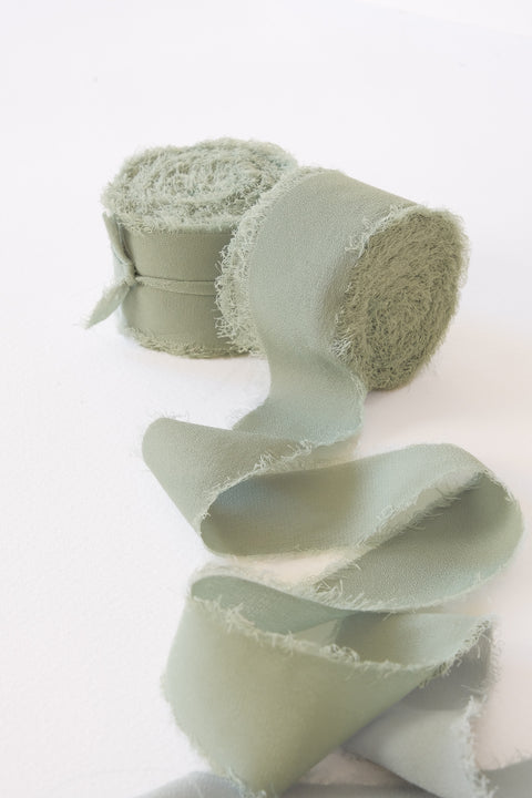 Couture collection ribbon 10 meters - Sage Green vegan silk