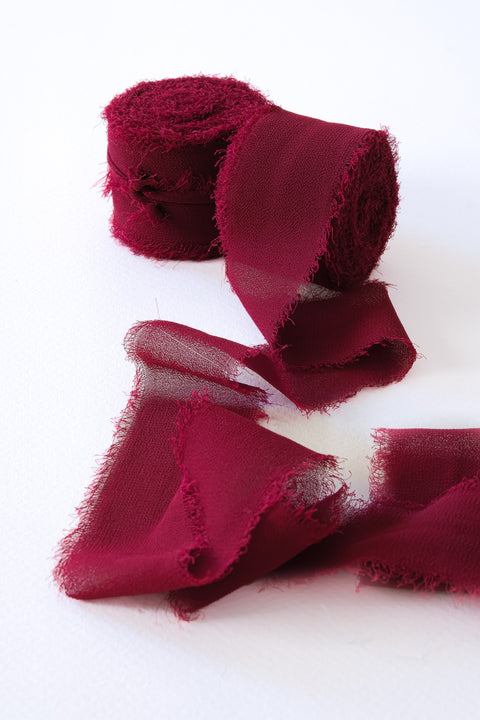 Heirloom collection ribbon 10 meters - Bordeaux vegan silk chiffon