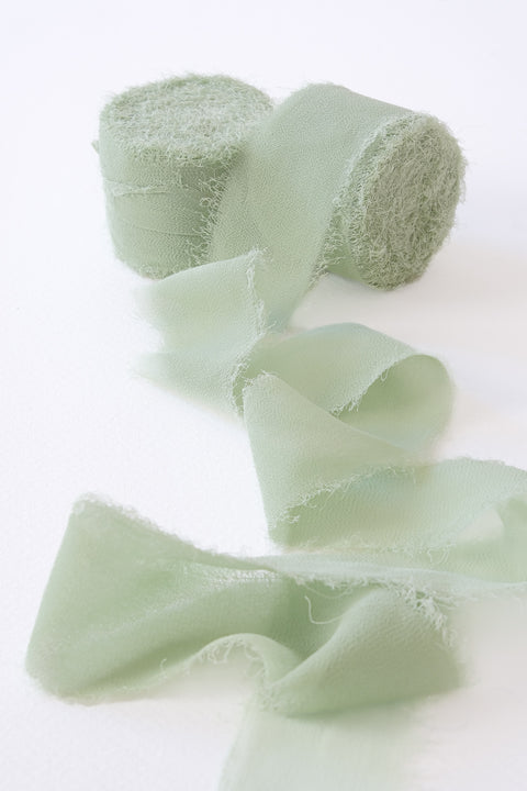 Heirloom collection ribbon 10 meters - Sage Green vegan silk chiffon