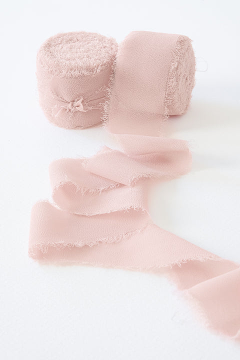 Heirloom collection ribbon 10 meters - Powder Pink silk chiffon