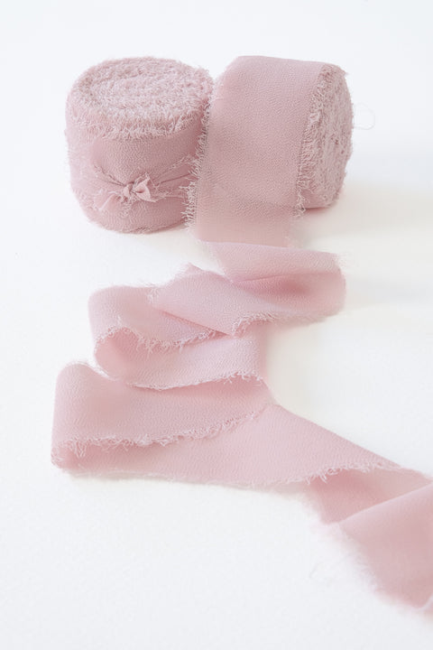 Heirloom collection ribbon 10 meters - Antique Pink vegan silk chiffon