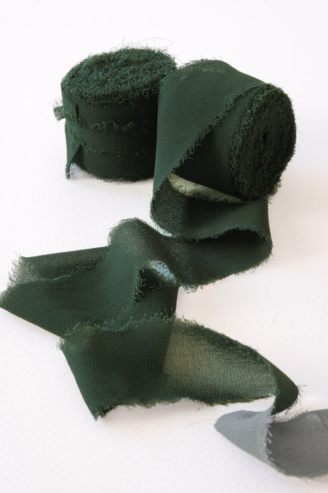 Heirloom collection ribbon 10 meters - Fir Green vegan silk chiffon